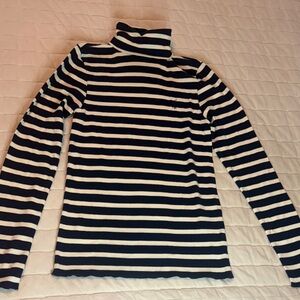 Ralph Lauren Navy and Cream Striped turtleneck.